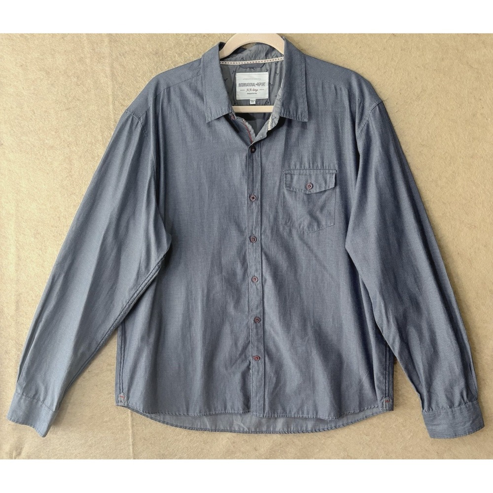 International Report Long Sleeve Shirt Mens‎ Sz XXL Blue Geometric Pocket